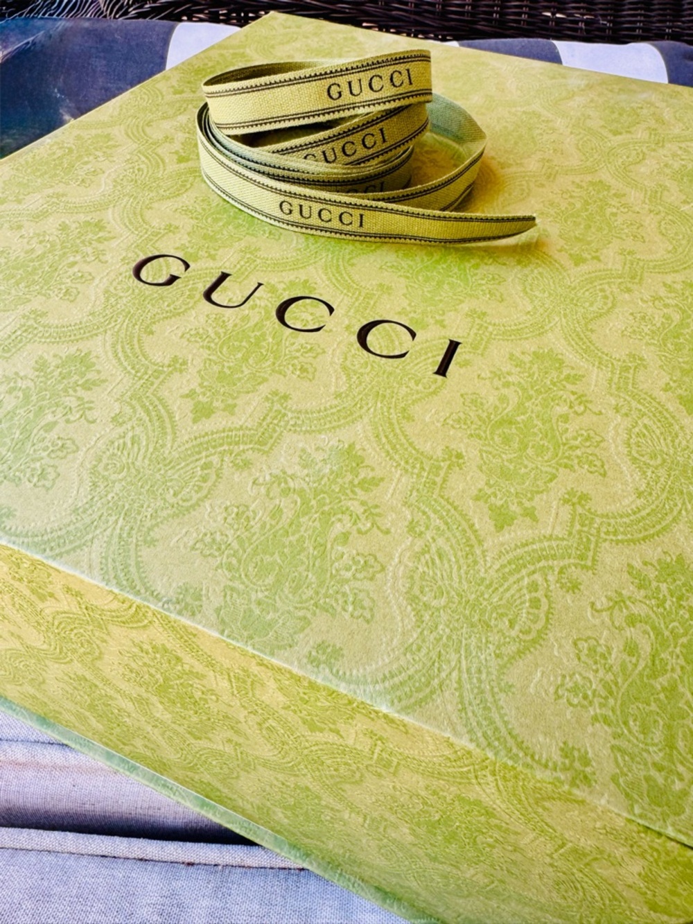 Gucci Green Paisley Gift Box with Branded Ribbon